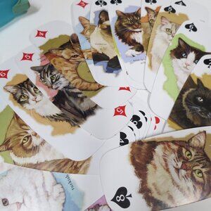 CUTE KITTY CAT 54 PLAYING CARDS DECK in original CAT case Vintage